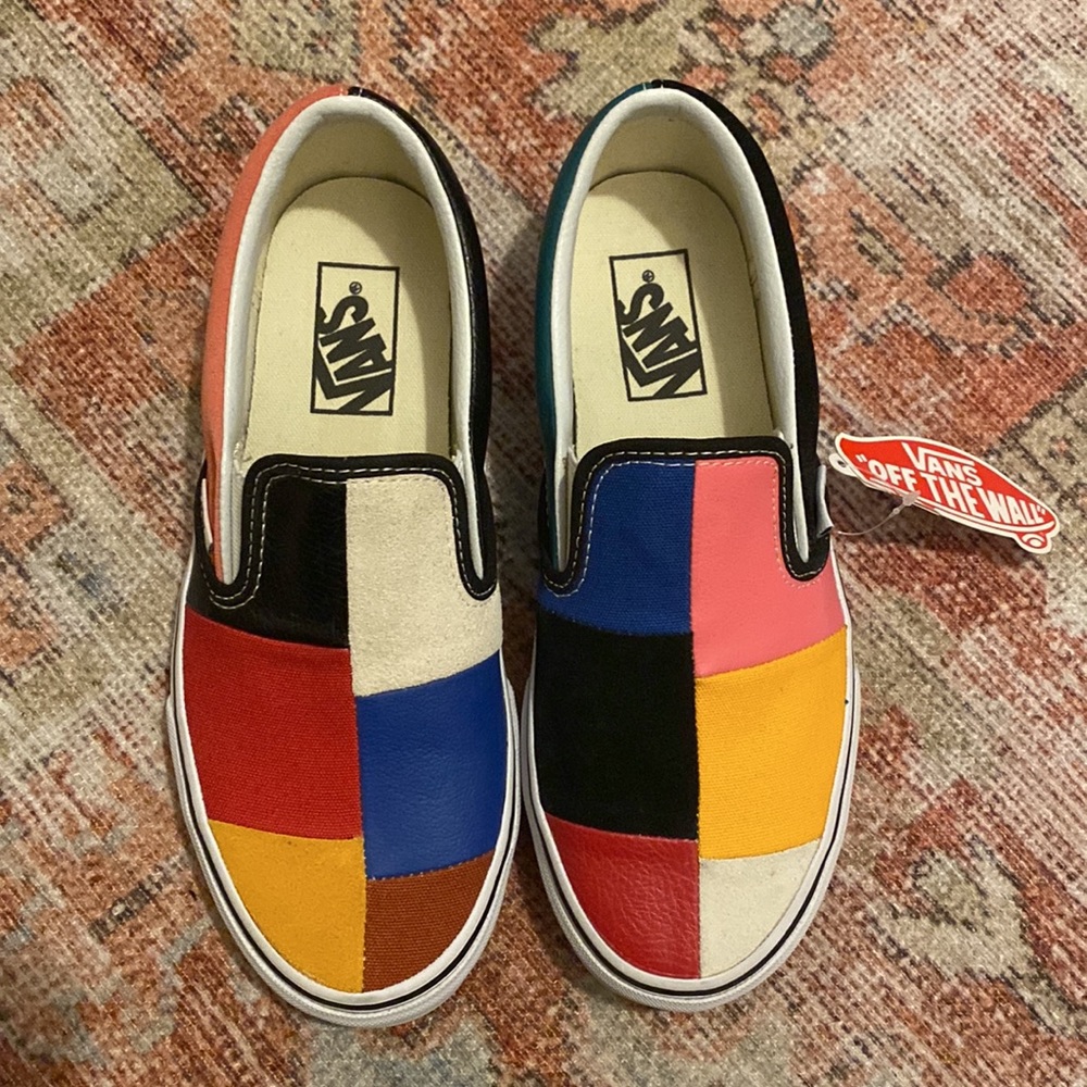 Vans Classic Slip-On Patchwork Women's Shoes Size 7.5 Multi Color Leather